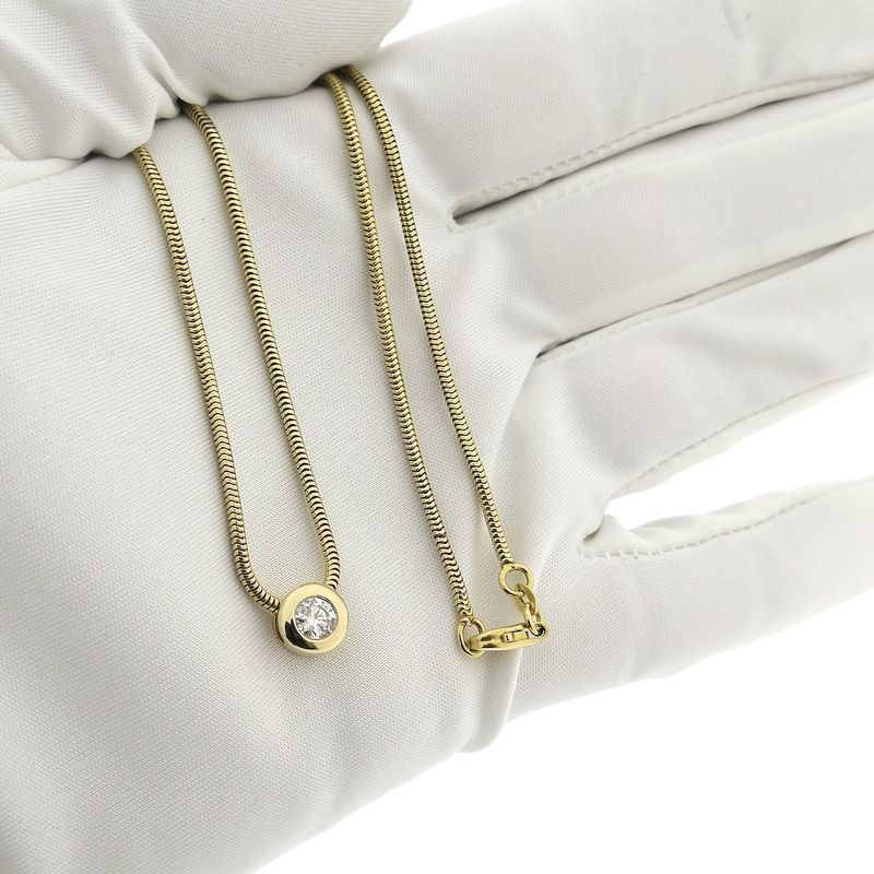 Image 9 of Gold snake link chain with diamond pendant; 0.24 ct. | 38.5 cm