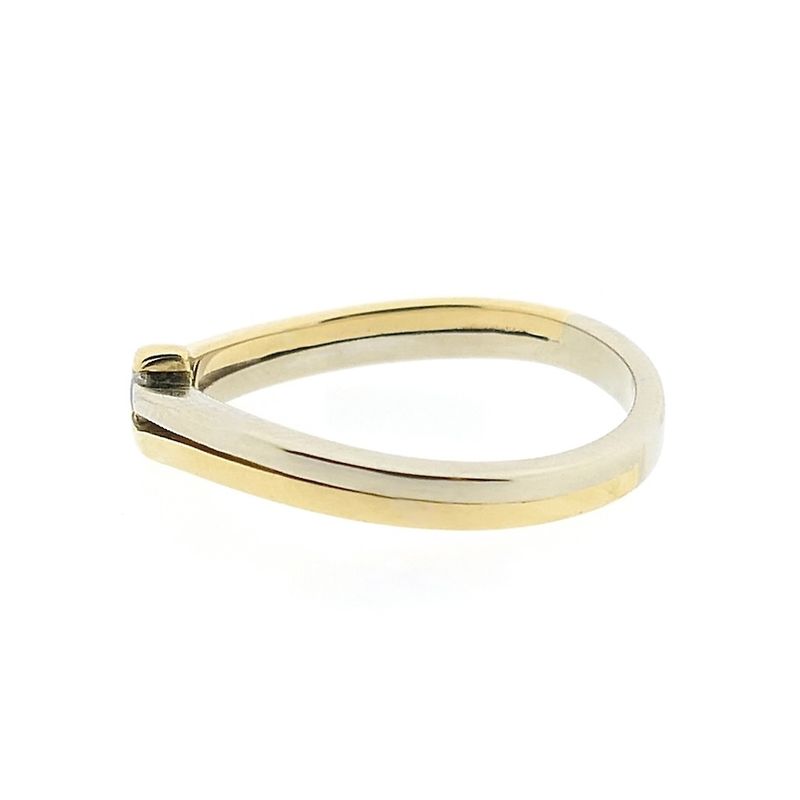 Image 10 of Two-tone gold solitaire ring with diamond; 0.025 ct.