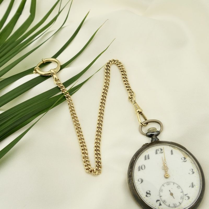 Image 8 of Vintage gold watch chain; Chatelaine (for a pocket watch).