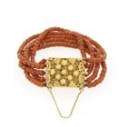 Image 1 of Red coral bead bracelet with gold clasp | 20.5 cm