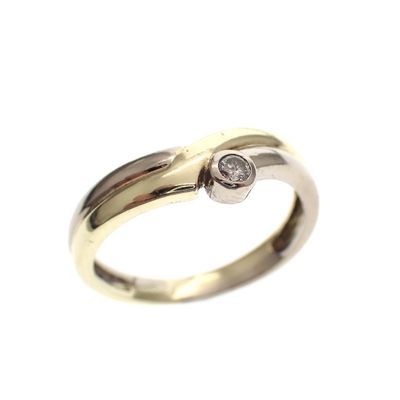Image 1 of Two-tone gold fantasy ring set with 0.04 ct diamond.