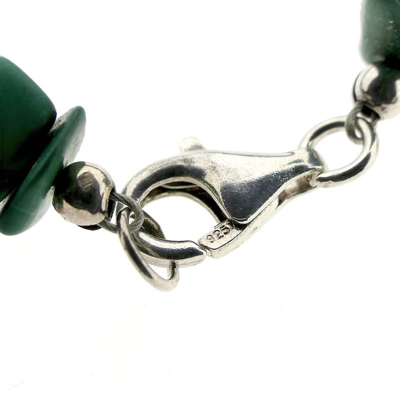 Image 4 of Malachite bead necklace with silver pendant and clasp