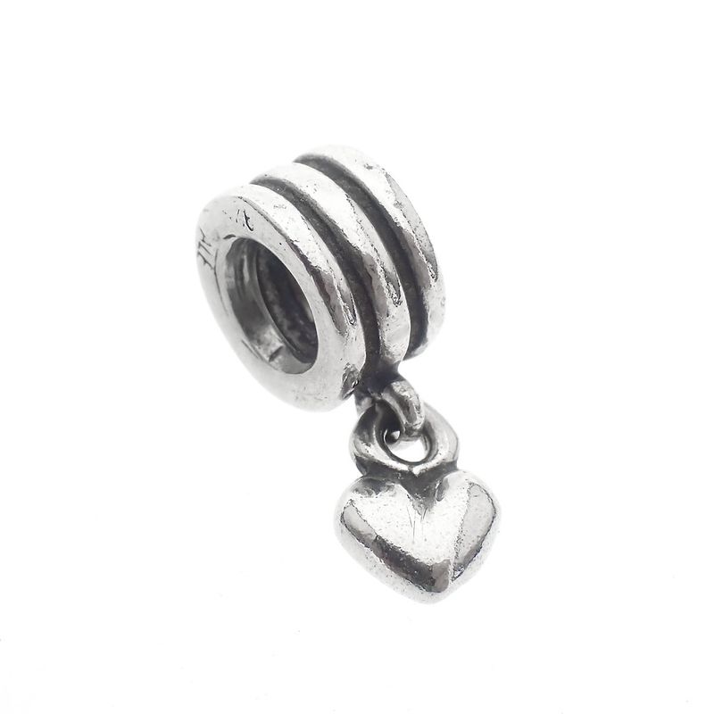 Image 1 of Pandora charm; Silver; Heart Dangle
