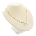 Image 3 of Two-tone gold bar necklace with a fixed pendant and diamond