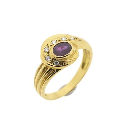 Image 1 of Gold ring with ruby ​​and zirconia