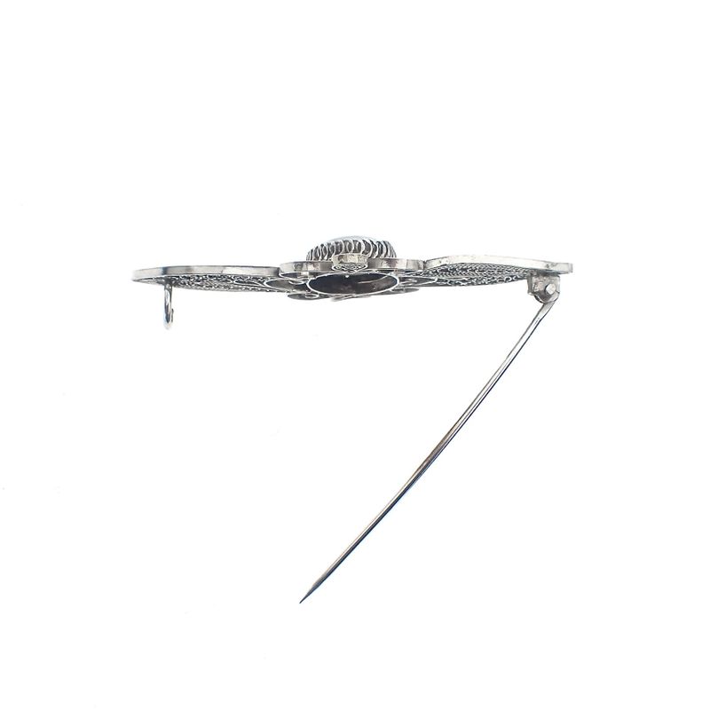 Image 6 of Silver old Dutch brooch with Delft blue