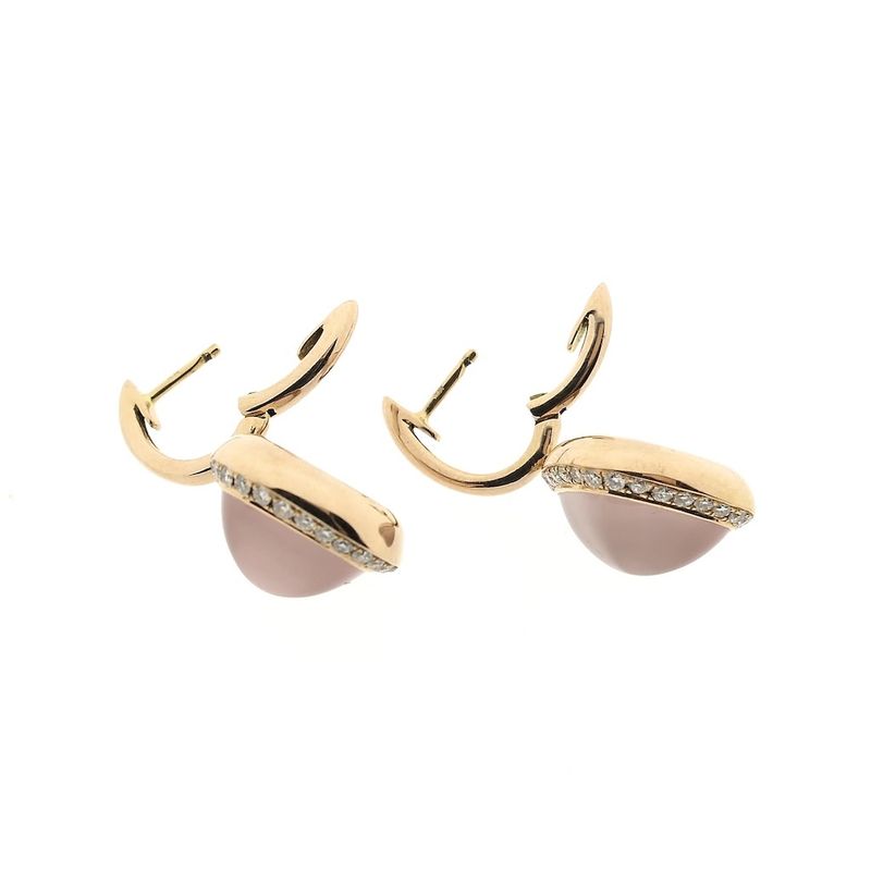 Image 4 of 18-karat gold stud earrings set with rose quartz and diamonds | 0.28 ct. | Tirisi