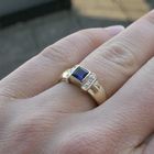 Image 7 of Gold ring with sapphire and diamonds