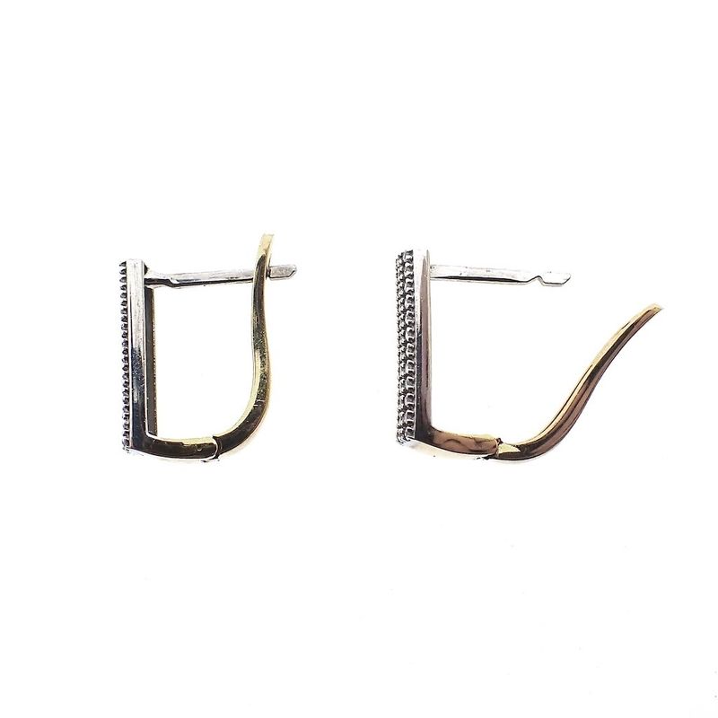 Image 6 of Gold stud earrings with pavé set with diamonds