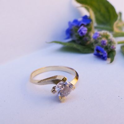 Image 2 of Gold solitaire ring with zirconia