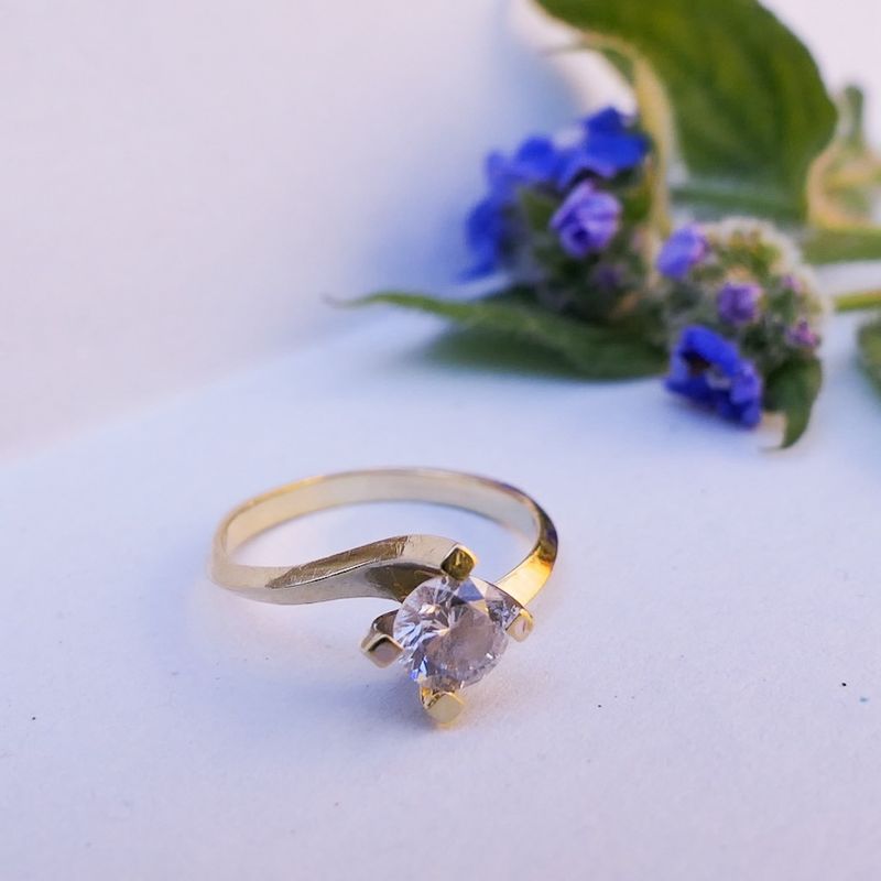 Image 2 of Gold solitaire ring with zirconia