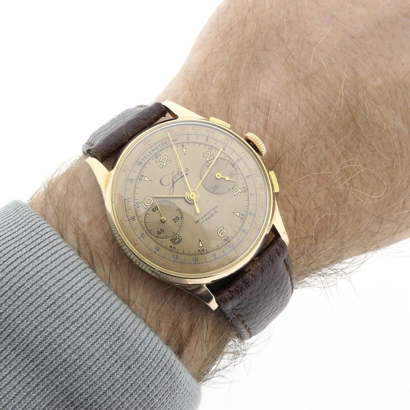 Image 17 of Jolus Autres Horlogerie; vintage 18k. gouden heren horloge met chronograaf