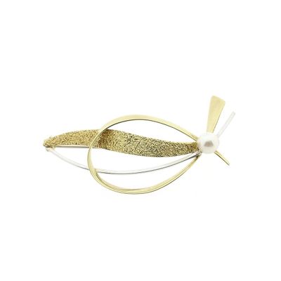 Image 1 of Two-tone gold brooch with pearl