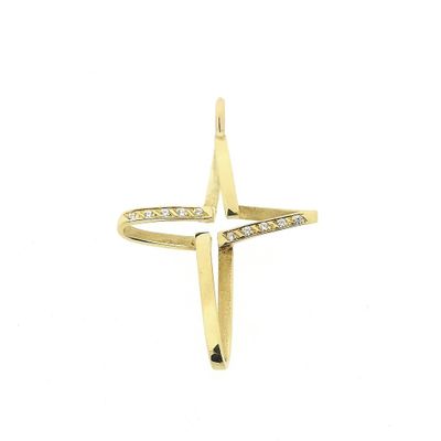 Image 1 of Gold pendant of a cross with zirconia