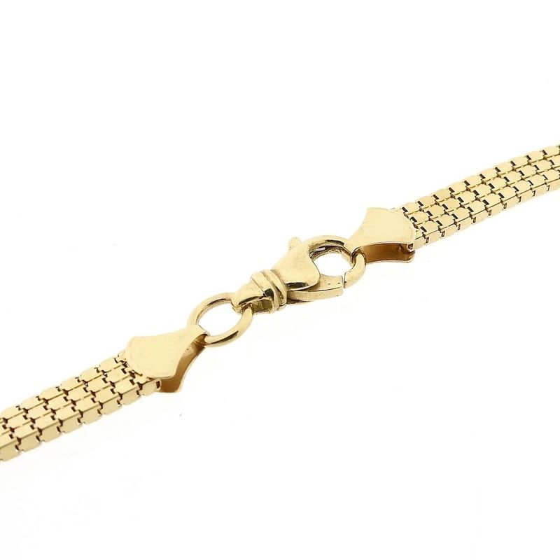 Image 4 of Gold Flat Snake Link Necklace with Zirconia