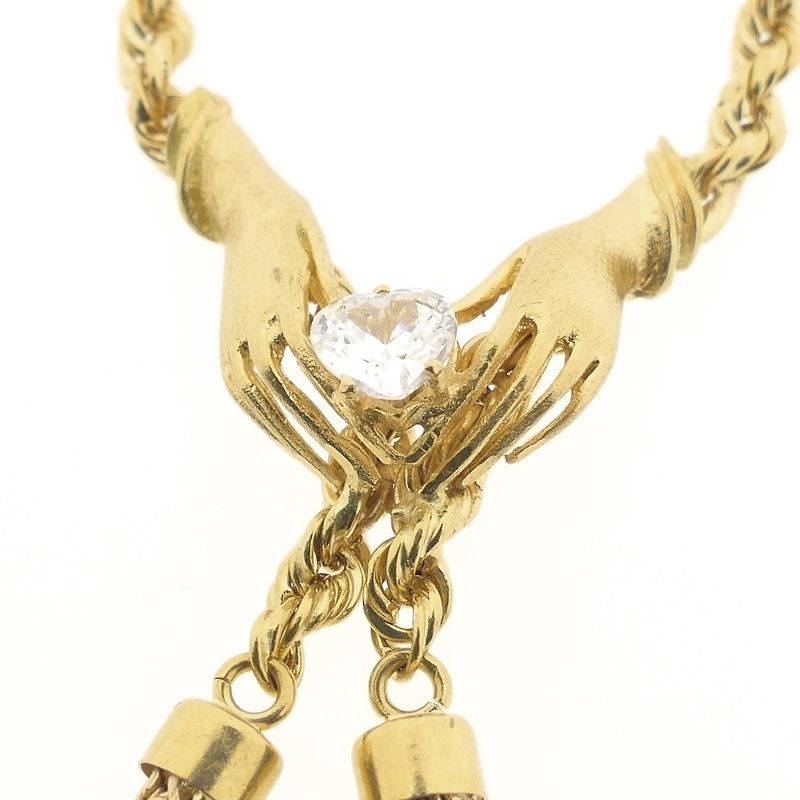 Image 5 of Gold twisted link chain with tassels and zirconia