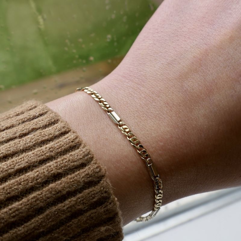 Image 6 of Two-tone gold Figaro link bracelet | 18.5 cm