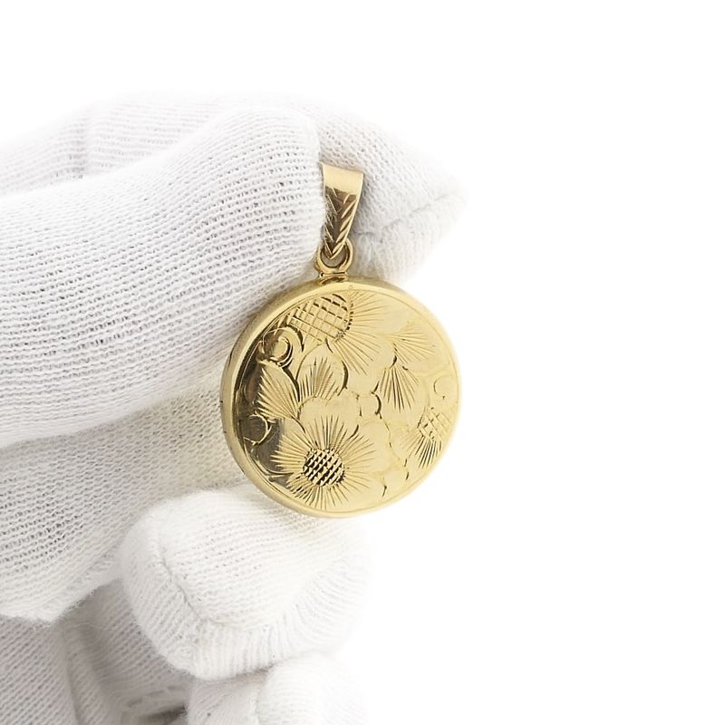 Afbeelding 12 van Vintage gouden medaillon hanger; Floraal design