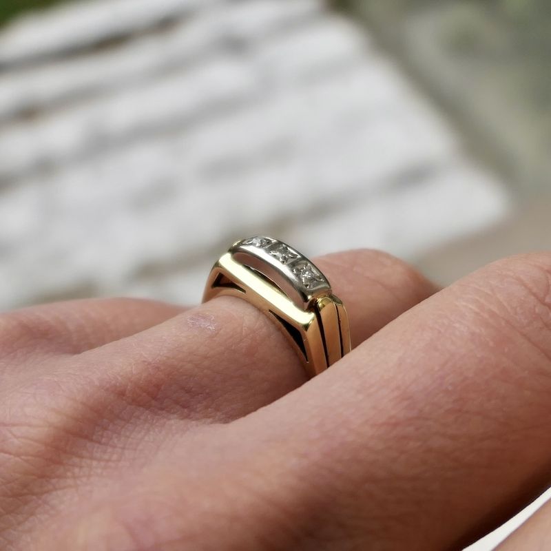 Image 9 of Gold bicolor ring with diamond 0.03 ct.