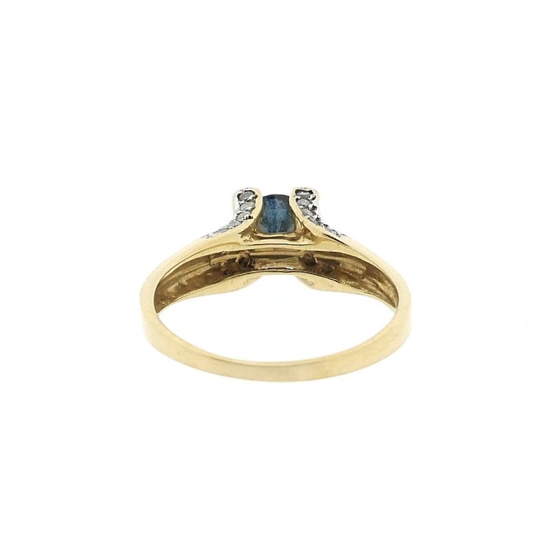 Image 4 of Gold solitaire ring with blue and white diamond | 1.0 ct.