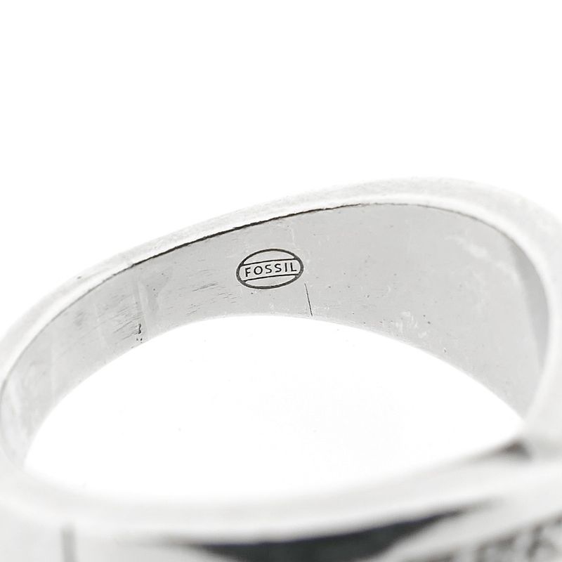 Image 6 of Wide silver crossover ring with zirconia; Fossil