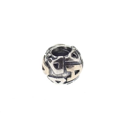Image 1 of Pandora charm; Silver with gold; Letter A
