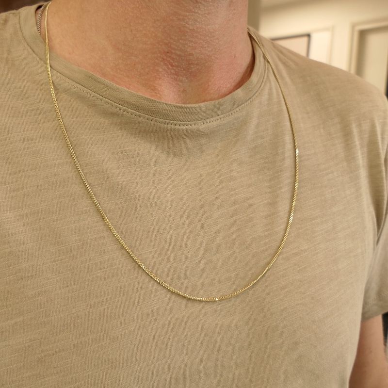 Image 7 of Gold long gourmet link necklace | 70 cm