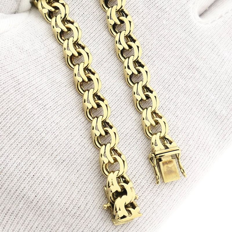 Afbeelding 9 van Massief gouden platte Prince of Wales schakelarmband | 21 cm