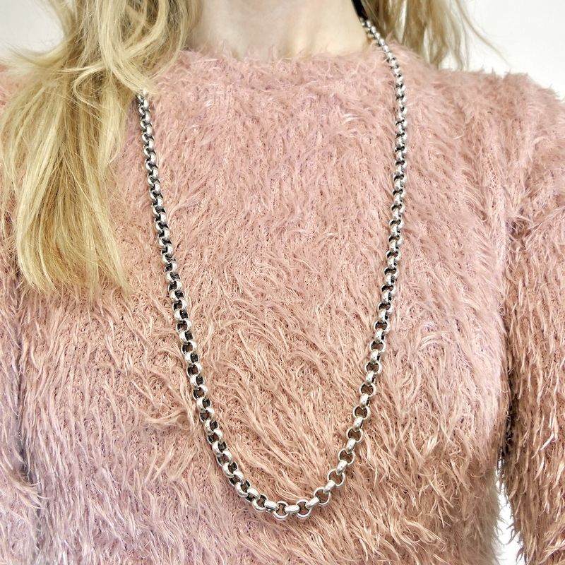 Image 5 of Silver long jasseron necklace | 81 cm