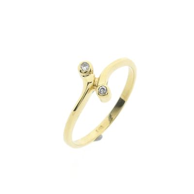 Golden toi et moi ring with diamonds; 0.03 ct. Image 1 of Golden toi et moi ring with diamonds; 0.03 ct.