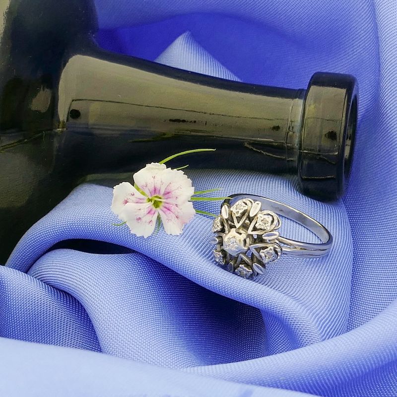 Image 2 of White gold ring set with rose-cut diamonds | 0.45 ct.