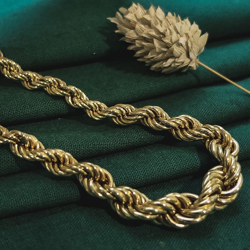 Image 2 of Gold twisted link necklace