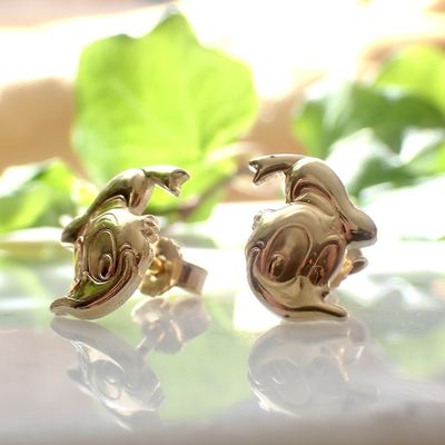 Image 2 of Gold Disney stud earrings; Donald Duck
