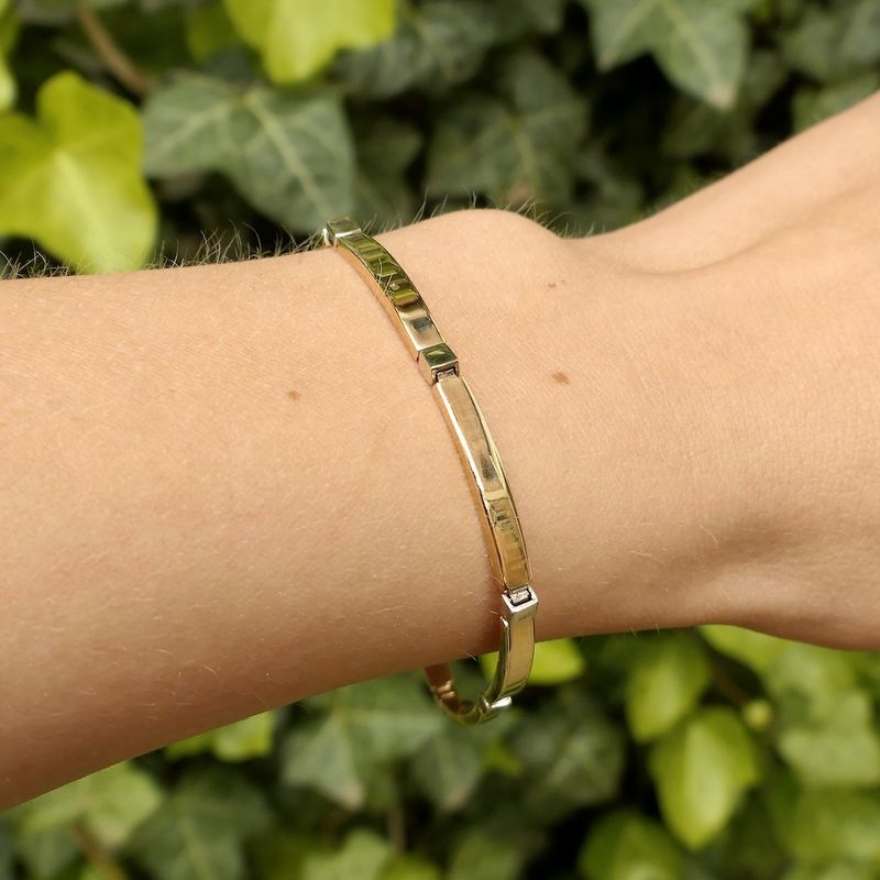 Image 11 of Two-tone gold bar link bracelet | 18.5 cm