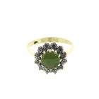 Image 3 of Gold entourage ring with jade and diamonds; 0.3 ct.