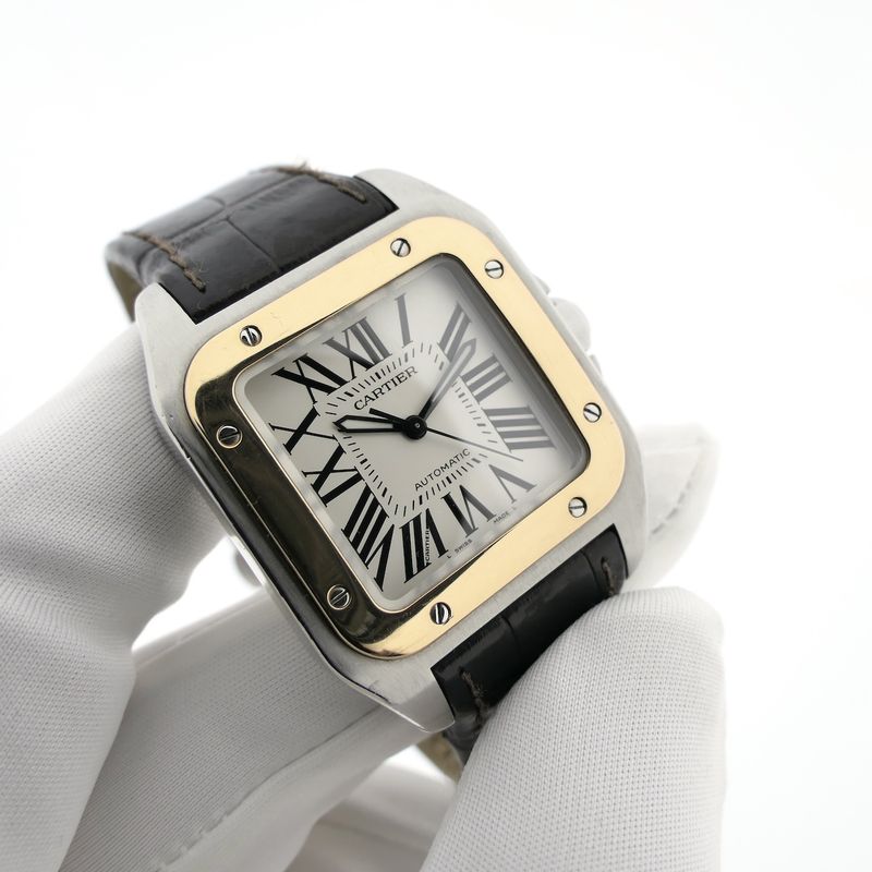 Image 11 of Cartier Santos 100 'Medium' Automatic 2878; 18k rose gold/steel watch