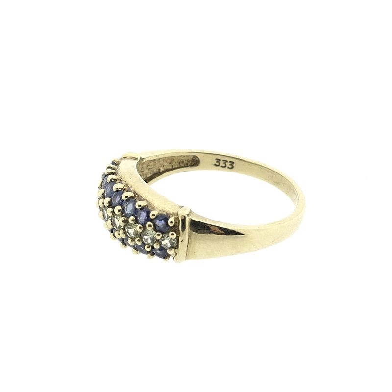 Image 5 of 8-carat row ring with blue and light green sapphire