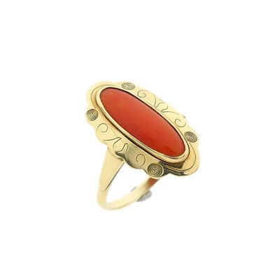 Image 1 of Vintage gold ring with red coral