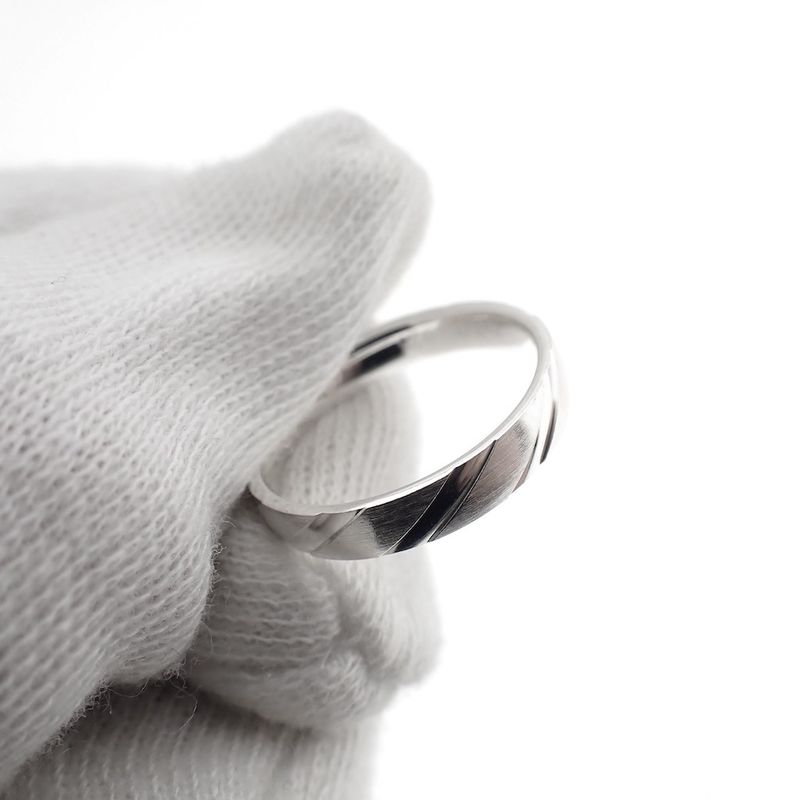 Image 8 of Silver ring with diagonal relief