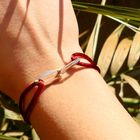 Image 2 of Forever Knots® Handmade Bordeaux Satin Bracelet with Silver Link