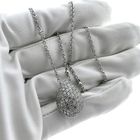 Image 6 of White gold necklace with fixed pendant and diamonds; approx. 2.10 ct.