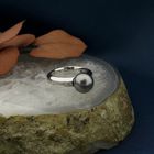 Image 2 of White gold ring with Tahitian pearl and diamonds; 0.10 ct.