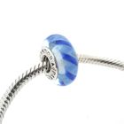 Image 2 of Pandora charm; Silver; Blue Stripes