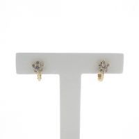 Gold stud earrings with zirconia flower