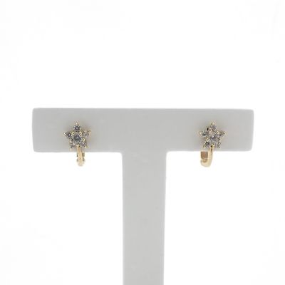 Image 1 of Gold stud earrings with zirconia flower