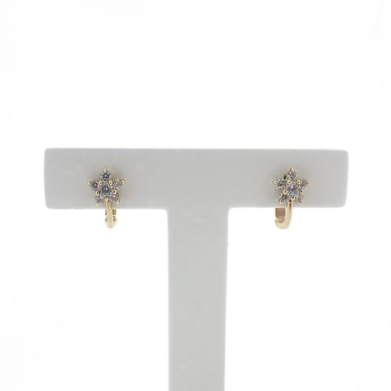 Image 1 of Gold stud earrings with zirconia flower