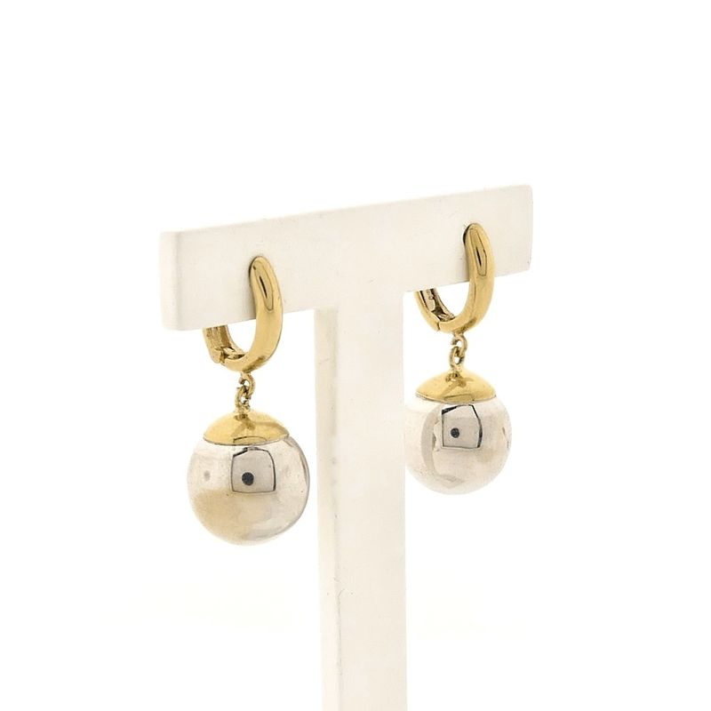 Image 2 of Two-tone gold stud earrings with balls
