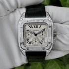 Image 16 of Cartier Santos 100 XL Chronograph 'Factory-Set' Diamonds 2891; 18k white gold watch with diamonds