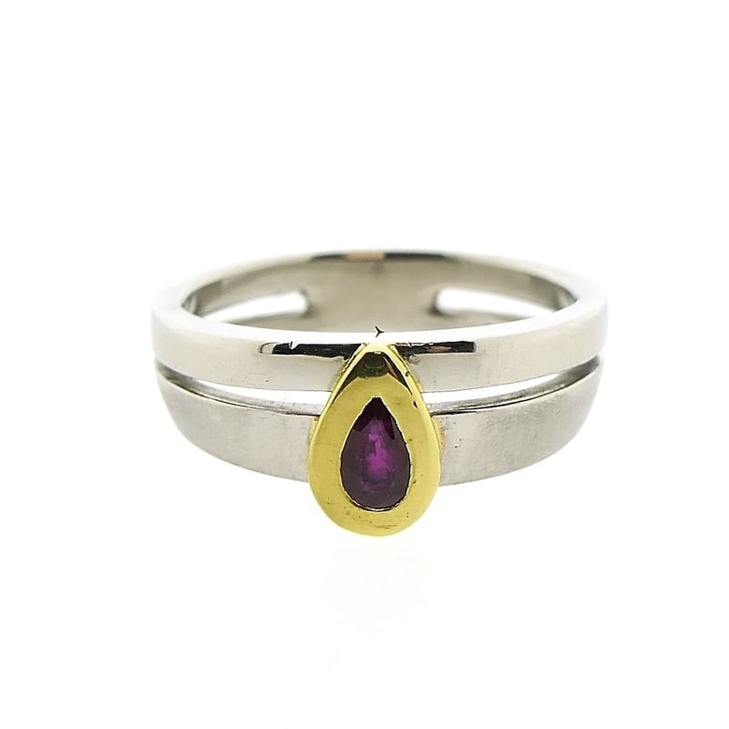 Image 3 of Two-tone platinum ring with ruby