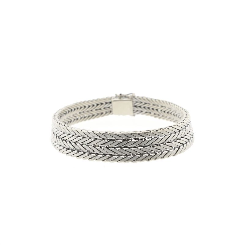 Image 4 of White gold herringbone link bracelet